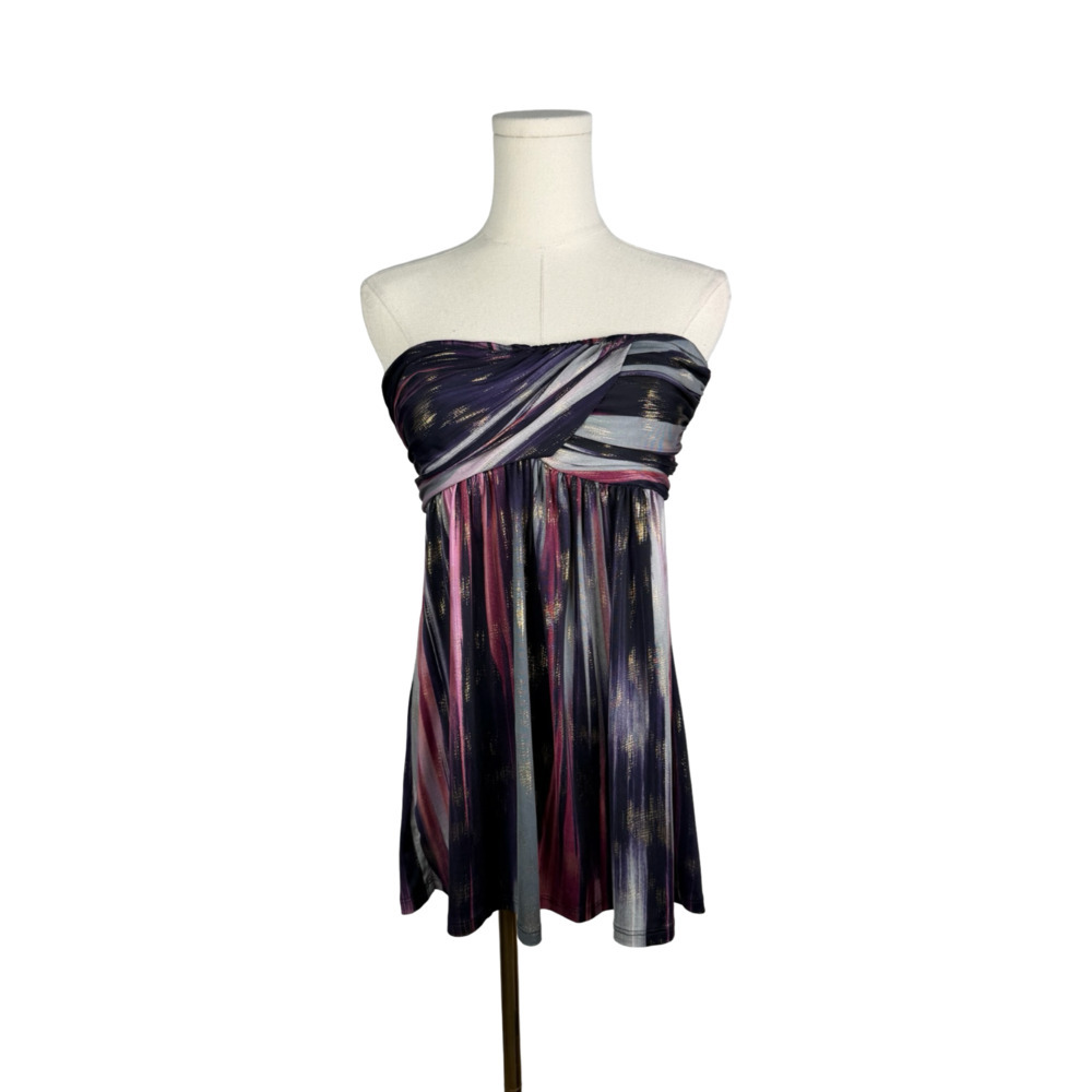 Daytrip Women's Strapless Top with Multi-Color Abstract Print Sz. L
